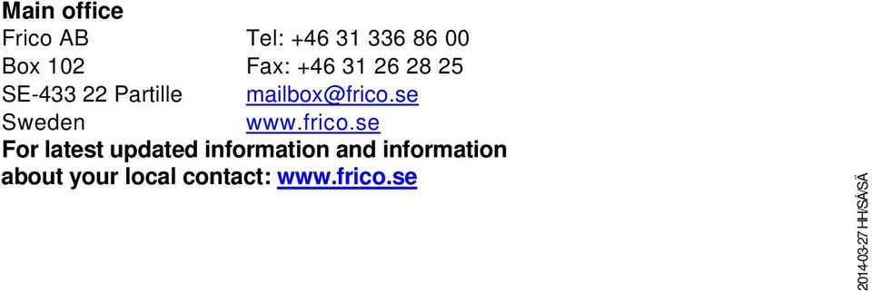 se Sweden www.frico.
