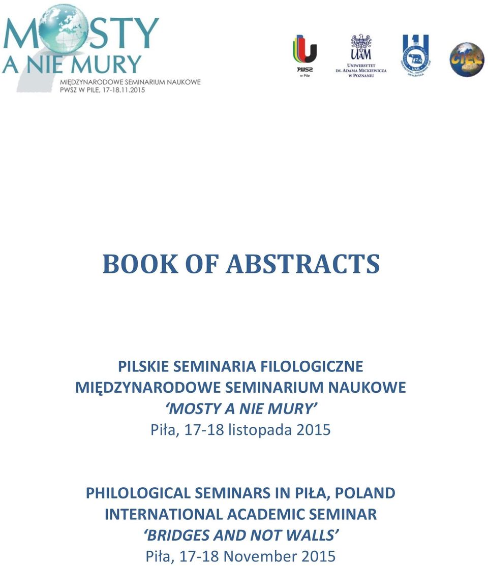 17-18 listopada 2015 PHILOLOGICAL SEMINARS IN PIŁA, POLAND