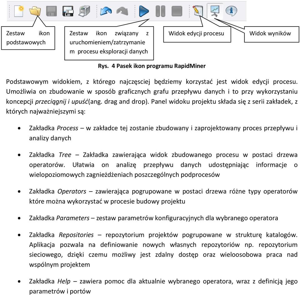 Umożliwia on zbudowanie w sposób graficznych grafu przepływu danych i to przy wykorzystaniu koncepcji przeciągnij i upuść(ang. drag and drop).