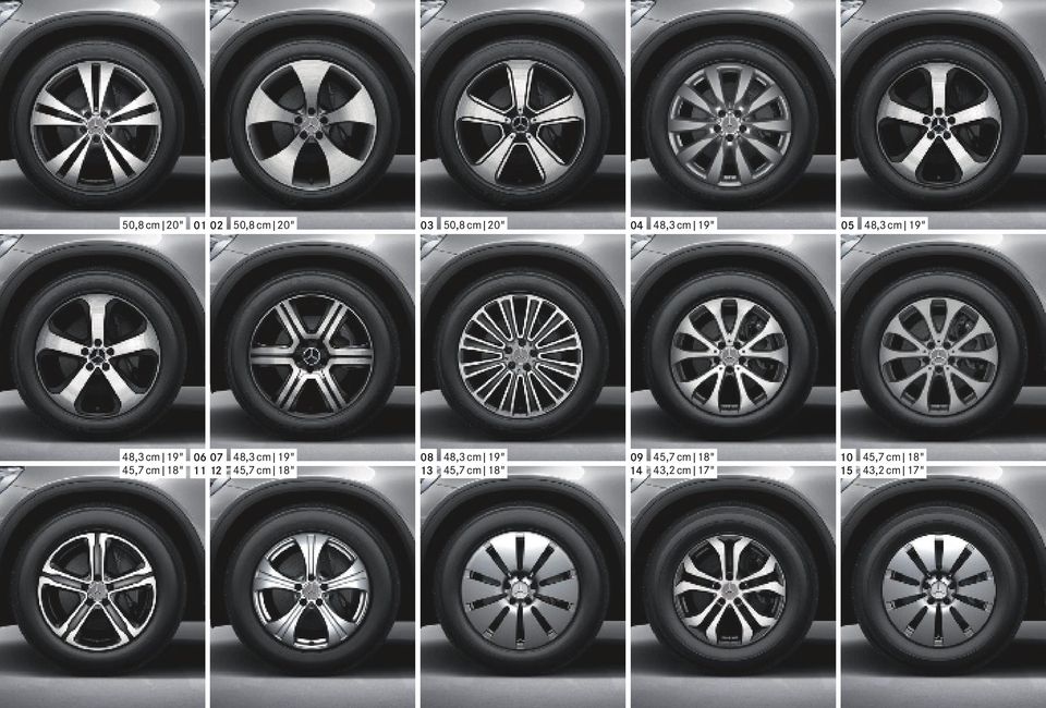 48,3 cm 19 " 09 45,7 cm 18 " 10 45,7 cm 18 " 45,7 cm 18 "