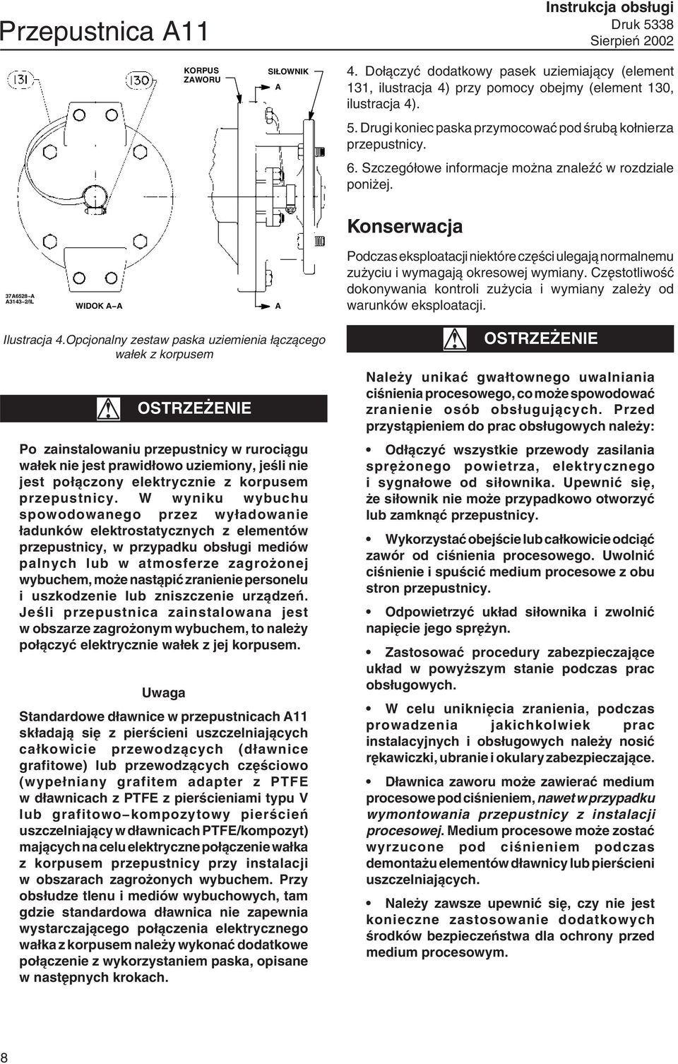 Konserwacja 37A6528 A A3143 2/IL WIDOK A A A Podczas eksploatacji niektóre części ulegają normalnemu zużyciu i wymagają okresowej wymiany.