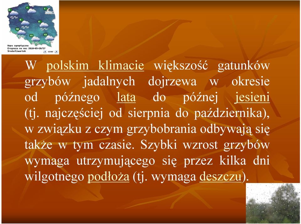 najczęściej od sierpnia do października), w związku z czym grzybobrania odbywają