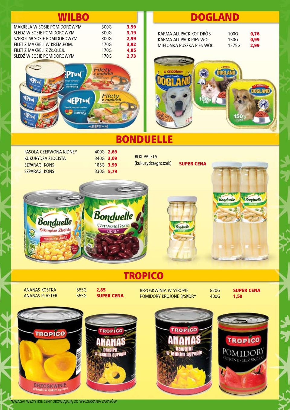 PUSZKA PIES WÓŁ 1275G 0,76 0,99 BONDUELLE FASOLA CZERWONA KIDNEY KUKURYDZA ZŁOCISTA SZPARAGI KONS.