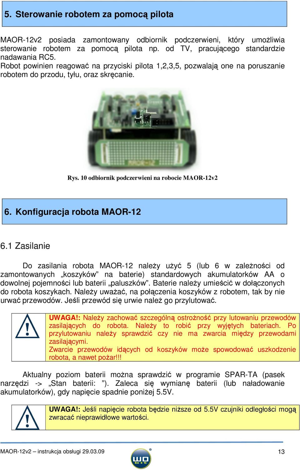 Konfiguracja robota MAOR-12 6.