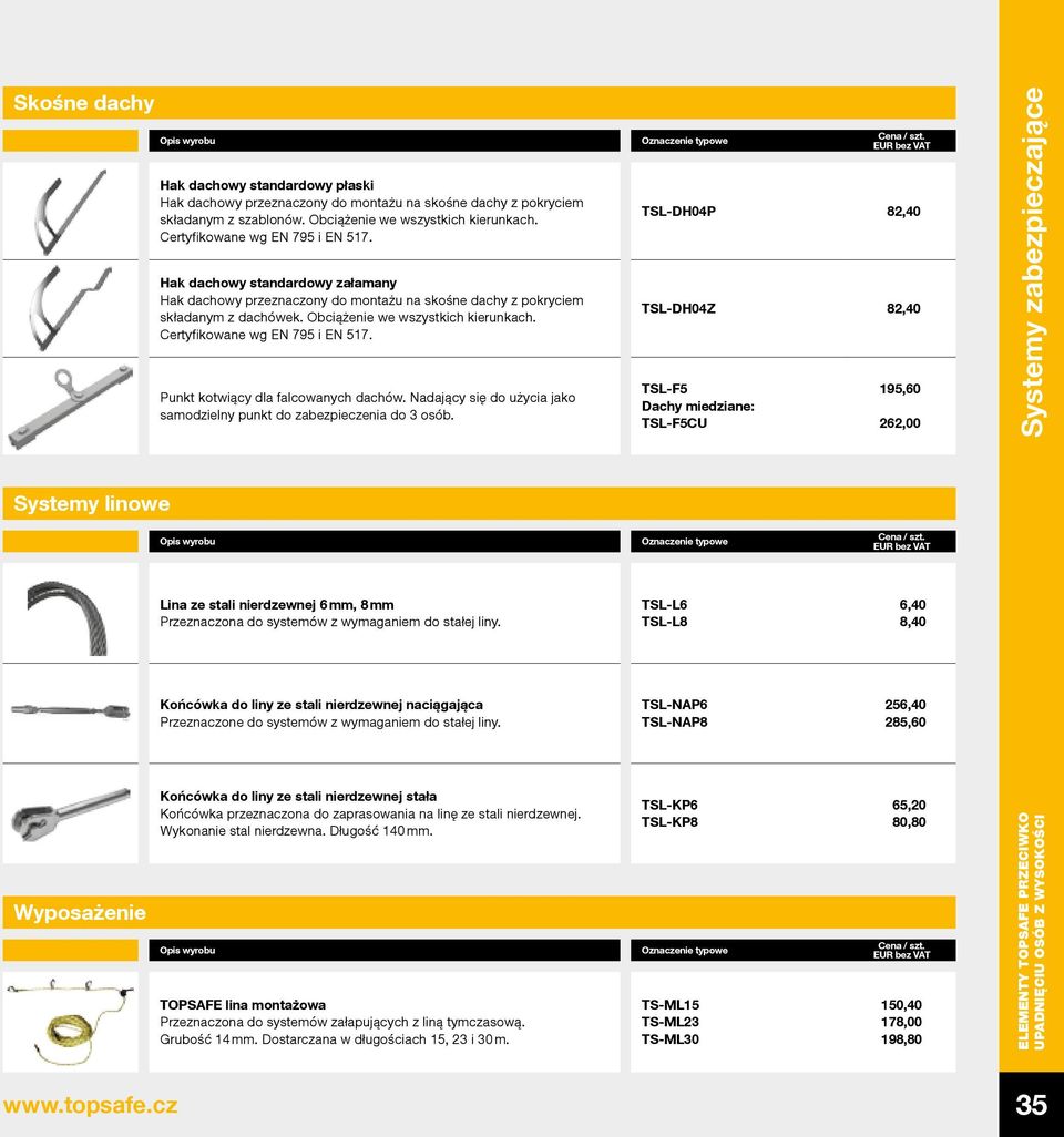 Certyfikowane wg EN 795 i EN 517. Punkt kotwiący dla falcowanych dachów. Nadający się do użycia jako samodzielny punkt do zabezpieczenia do 3 osób.