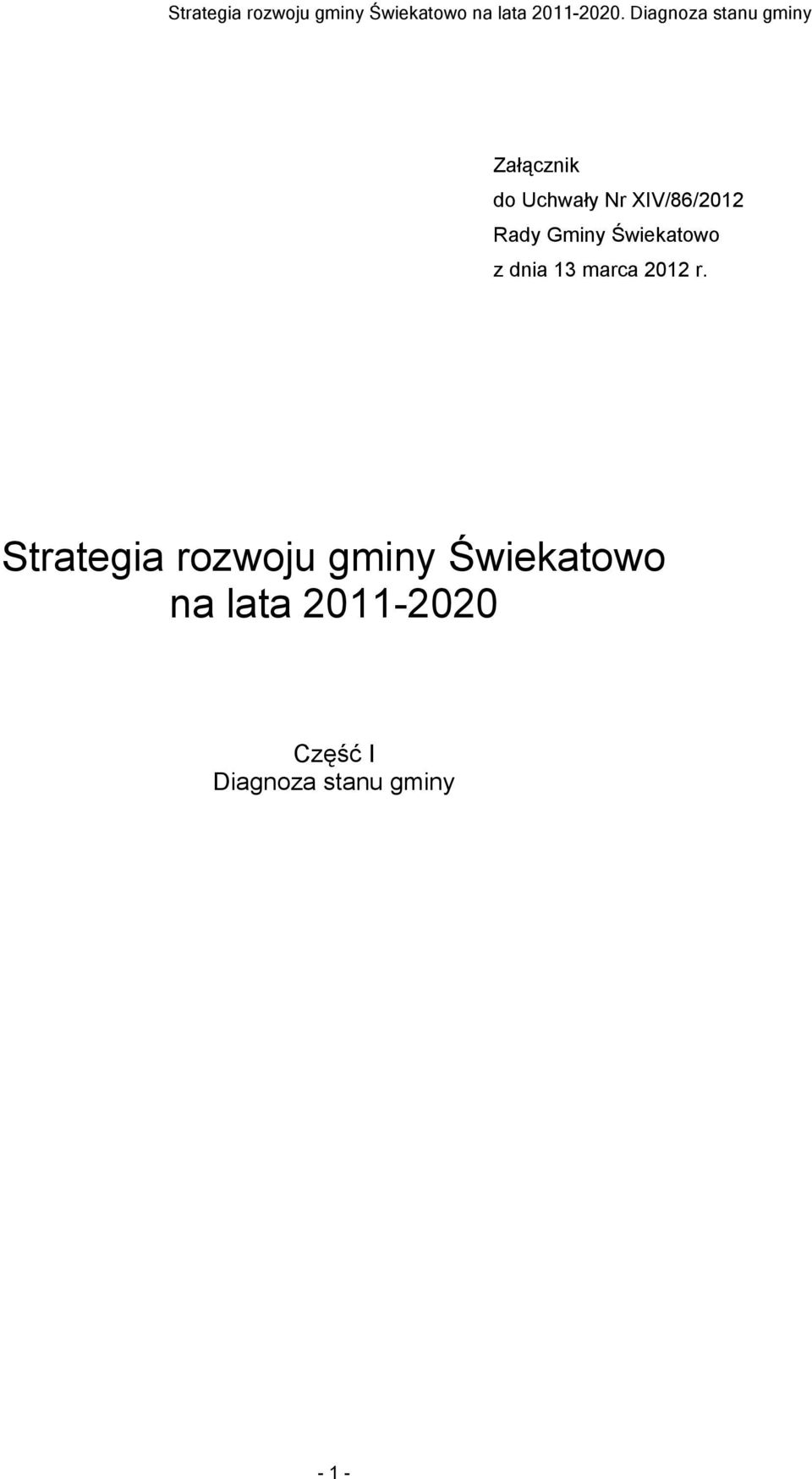 Strategia rozwoju gminy Świekatowo na