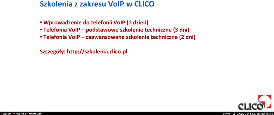 szkolenie techniczne (3 dni) Telefonia VoIP