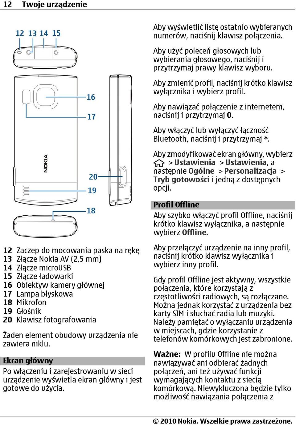 Aby włączyć lub wyłączyć łączność Bluetooth, naciśnij i przytrzymaj *.