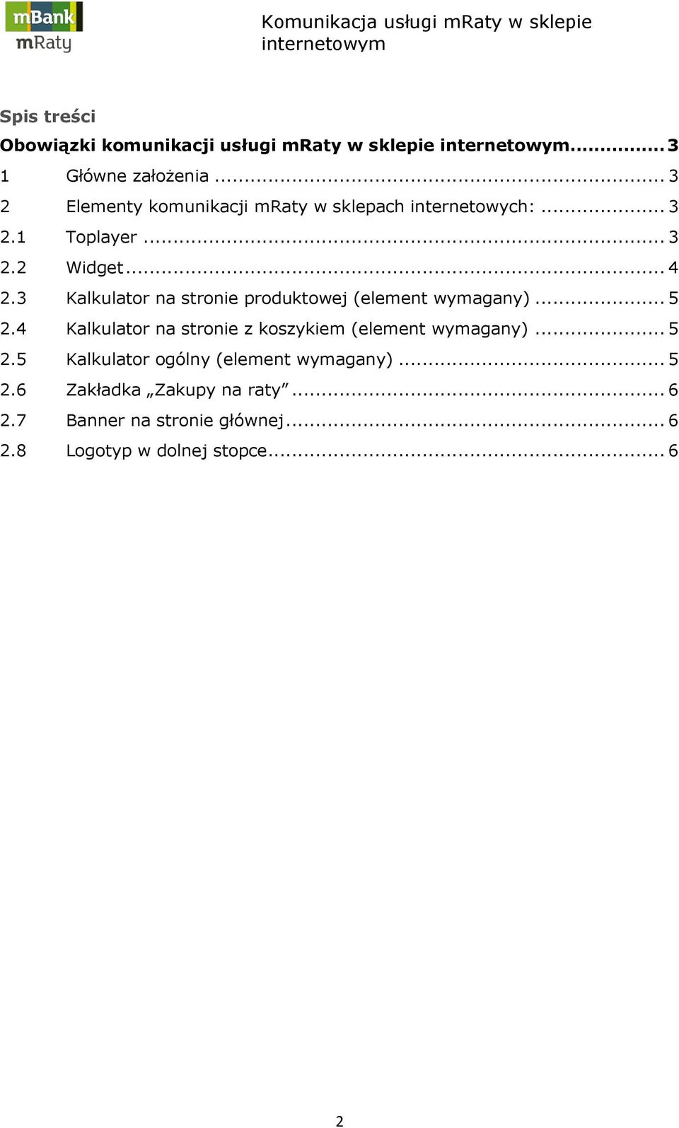 3 Kalkulator na stronie produktowej (element wymagany)... 5 2.
