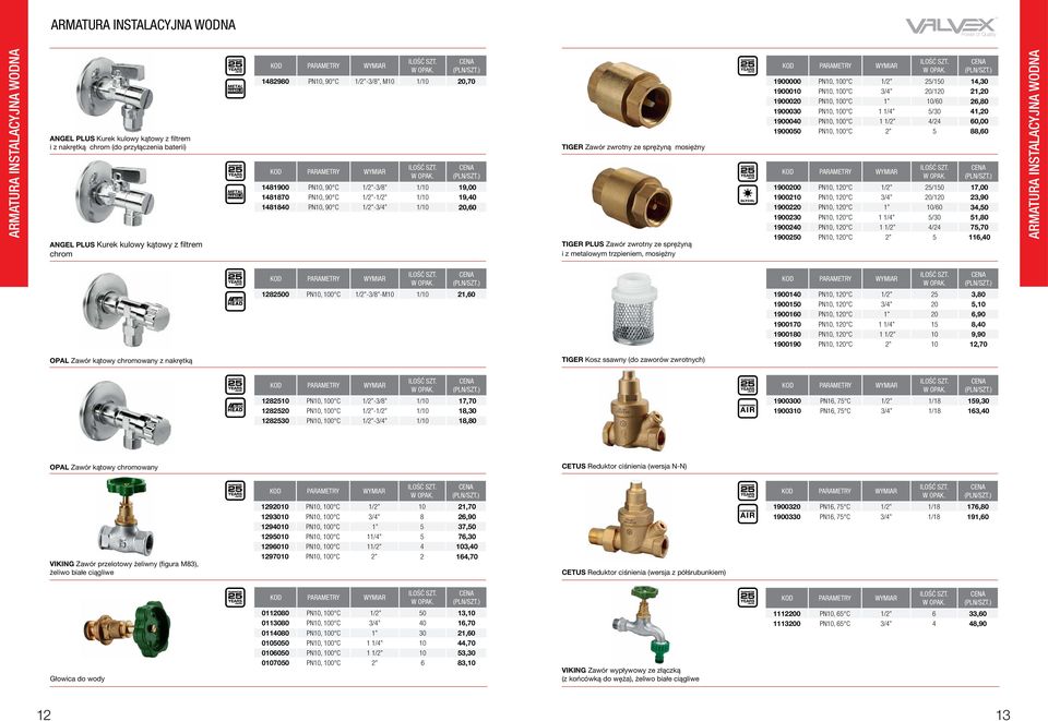 PLUS Zawór zwrotny ze sprężyną i z metalowym trzpieniem, mosiężny 1900000 PN10, 100 C 1/2 25/150 14,30 1900010 PN10, 100 C 3/4 20/120 21,20 1900020 PN10, 100 C 1 10/60 26,80 1900030 PN10, 100 C 1 1/4