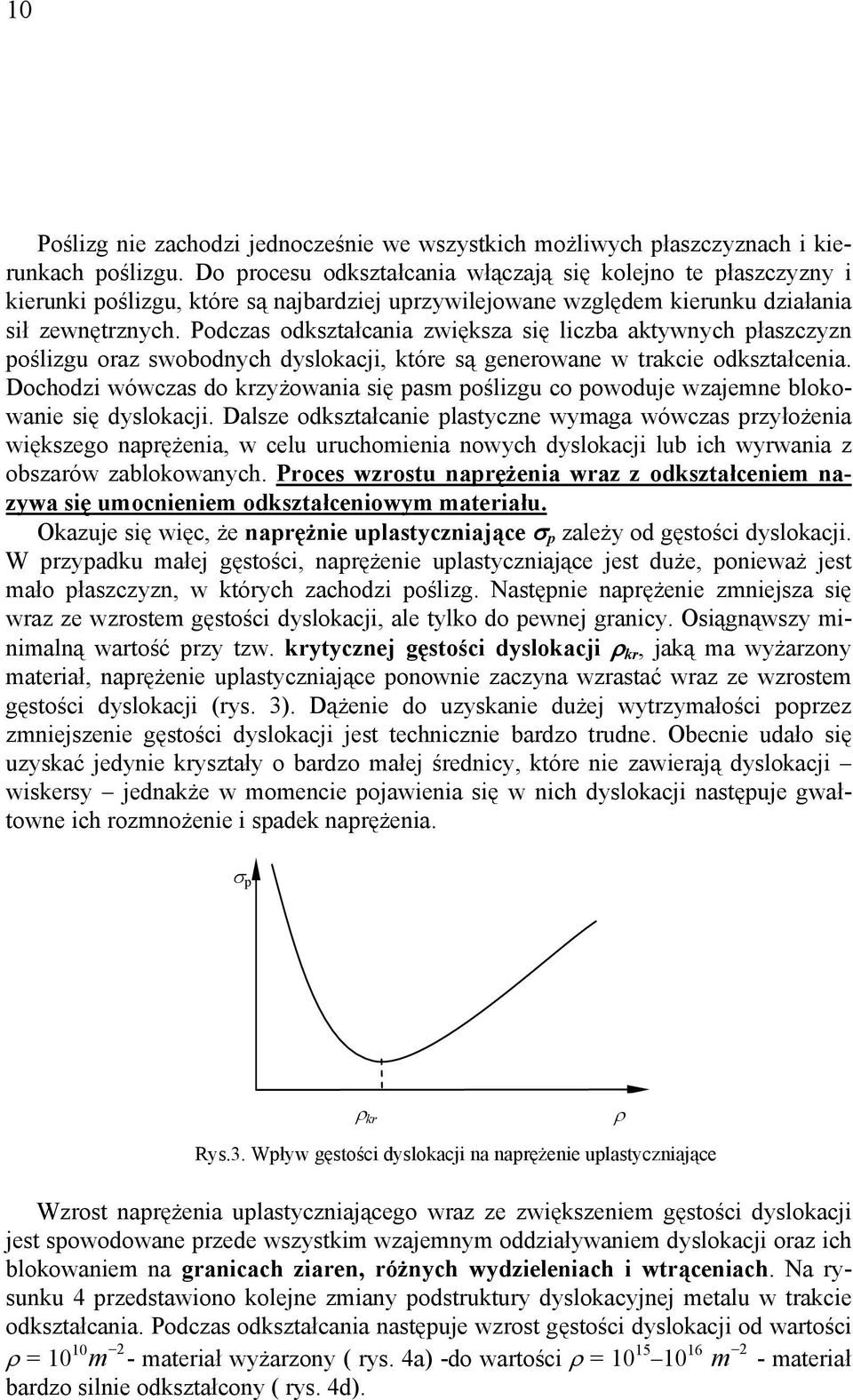 Podczas odkształcania zwiększa się liczba aktywnych płaszczyzn poślizgu oraz swobodnych dyslokacji, które są generowane w trakcie odkształcenia.