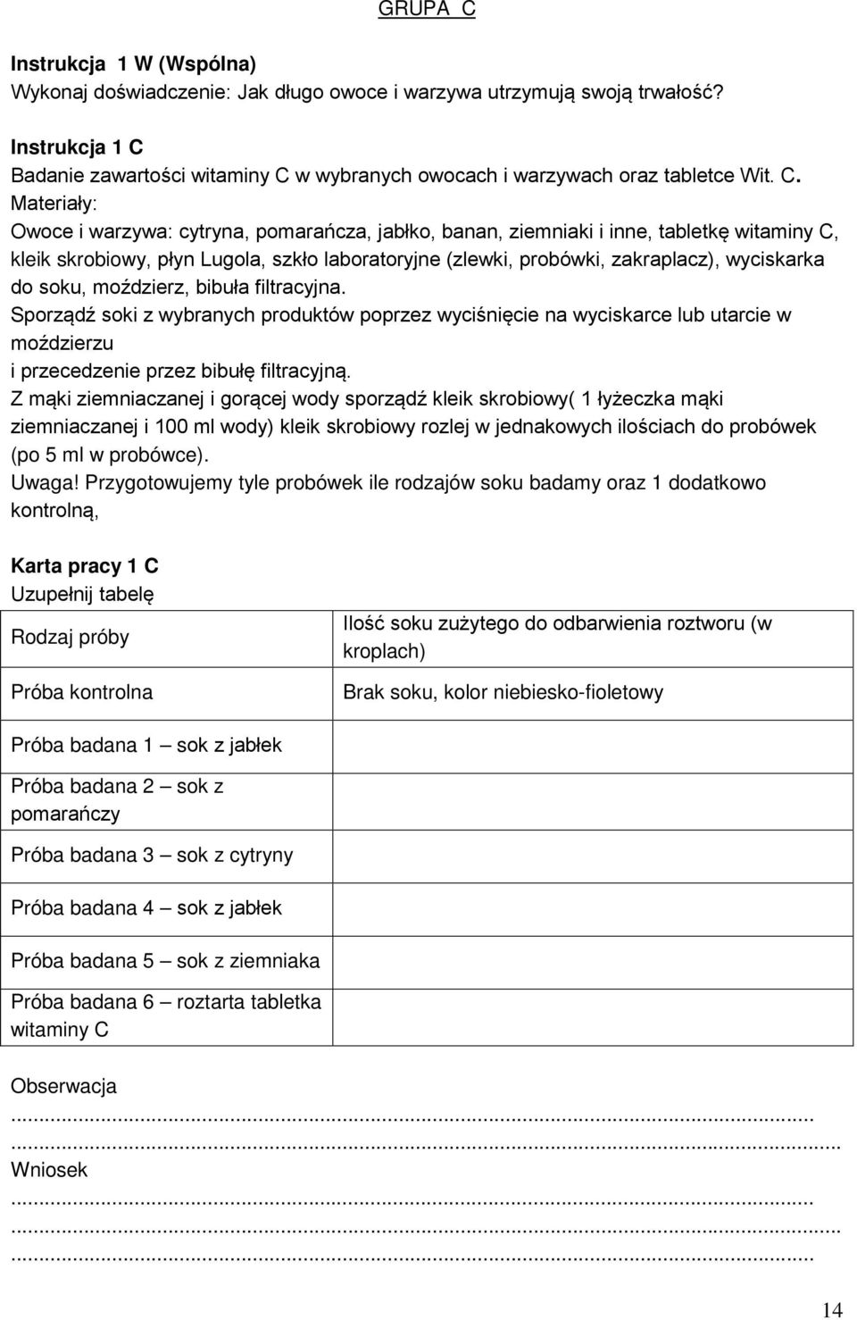 Badanie zawartości witaminy C 