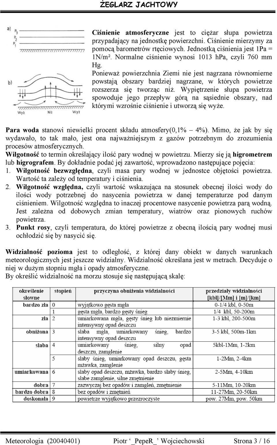 Wypiętrzenie słupa powietrza spowoduje jego przepływ górą na sąsiednie obszary, nad którymi wzrośnie ciśnienie i utworzą się wyże. Para woda stanowi niewielki procent składu atmosfery(0,1% 4%).