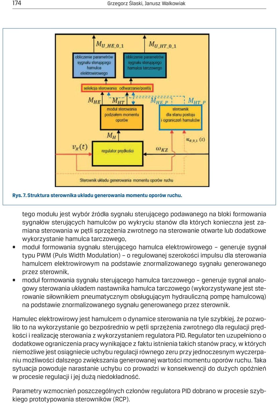 zwrotnego na sterowanie otwarte lub dodatkowe wykorzystanie hamulca tarczowego, moduł formowania sygnału sterującego hamulca elektrowirowego generuje sygnał typu PWM (Puls Width Modulation) o