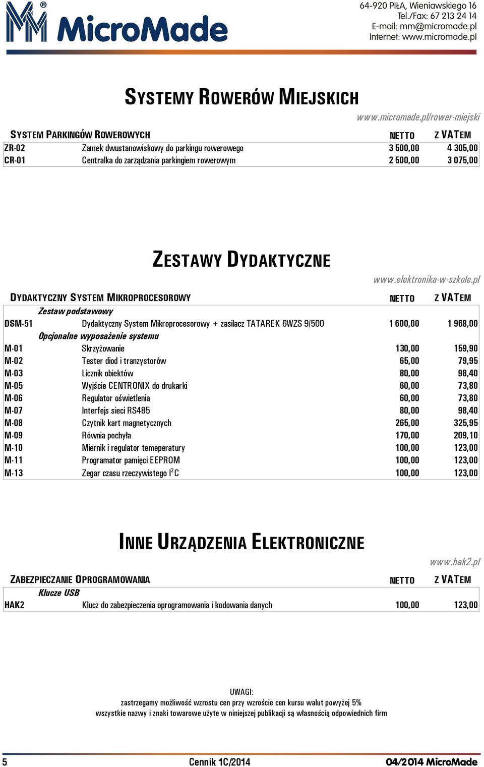 ZESTAWY DYDAKTYCZNE www.elektronika-w-szkole.