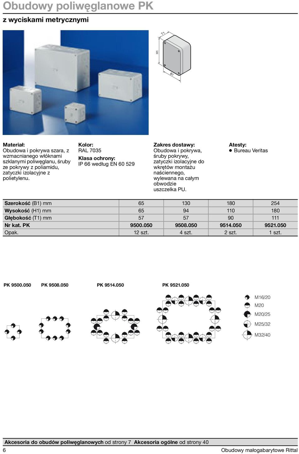 Atesty: Bureau Veritas Szerokość (B1) 65 130 180 254 Wysokość (H1) 65 94 110 180 Głębokość (T1) 57 57 90 111 Nr kat. PK 9500.050 9508.050 9514.050 9521.050 12 szt. 4 szt. 2 szt. 1 szt.