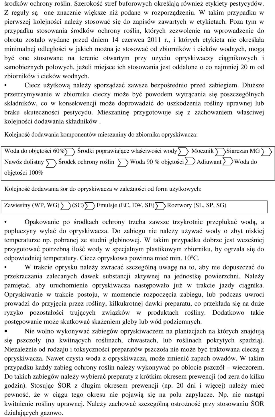 Poza tym w przypadku stosowania środków ochrony roślin, których zezwolenie na wprowadzenie do obrotu zostało wydane przed dniem 14 czerwca 2011 r.