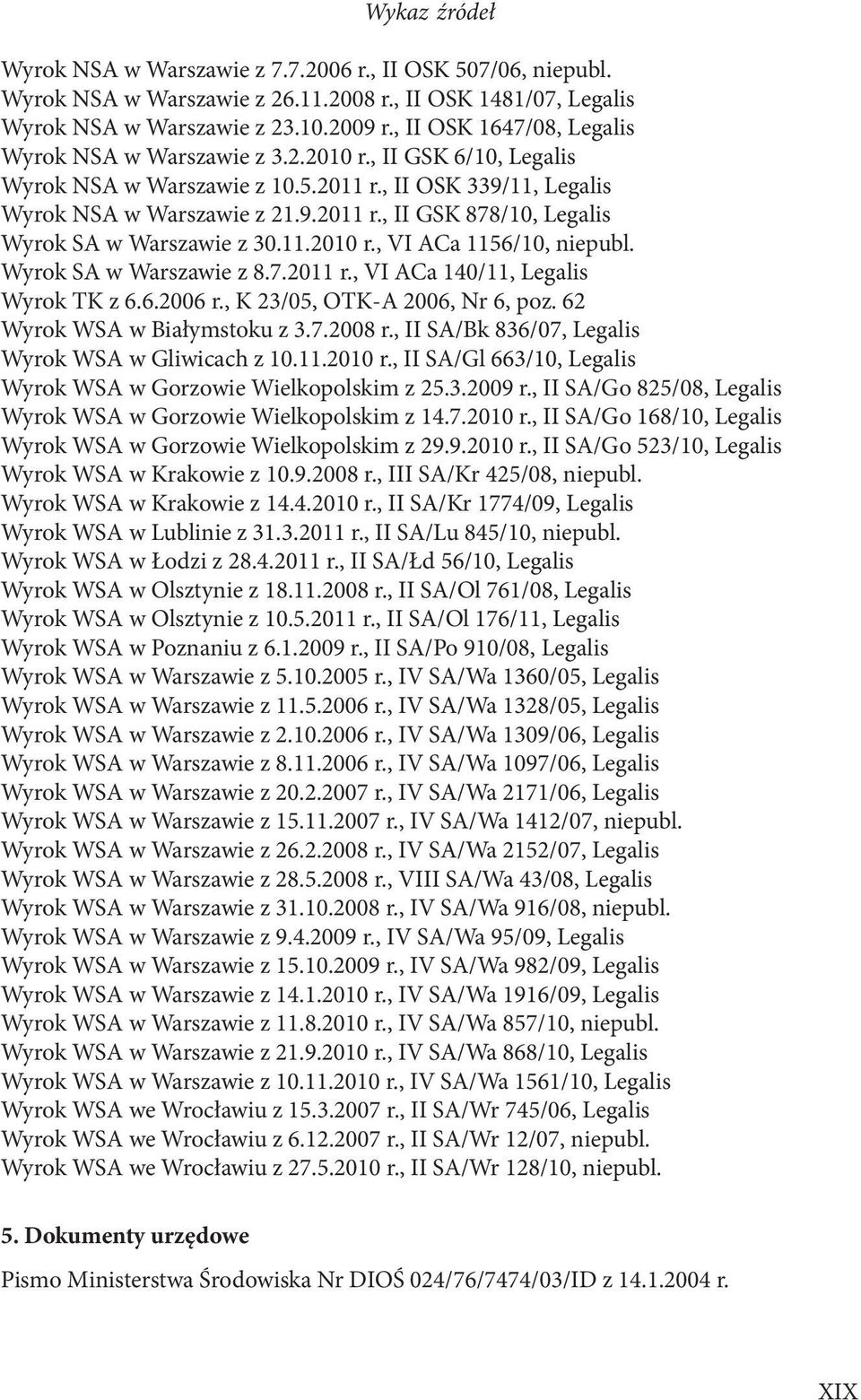 11.2010 r., VI ACa 1156/10, niepubl. Wyrok SA w Warszawie z 8.7.2011 r., VI ACa 140/11, Legalis Wyrok TK z 6.6.2006 r., K 23/05, OTK-A 2006, Nr 6, poz. 62 Wyrok WSA w Białymstoku z 3.7.2008 r.
