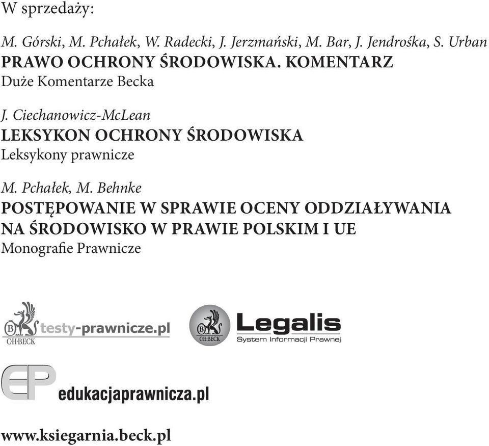 Ciechanowicz-McLean LEKSYKON OCHRONY ŚRODOWISKA Leksykony prawnicze M. Pchałek, M.