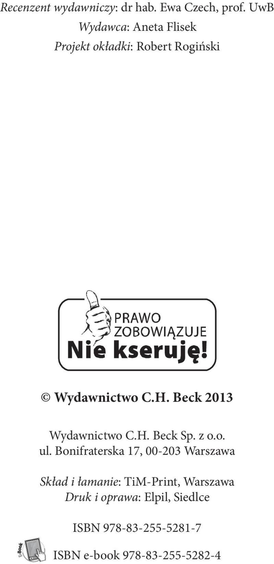 Beck 2013 Wydawnictwo C.H. Beck Sp. z o.o. ul.
