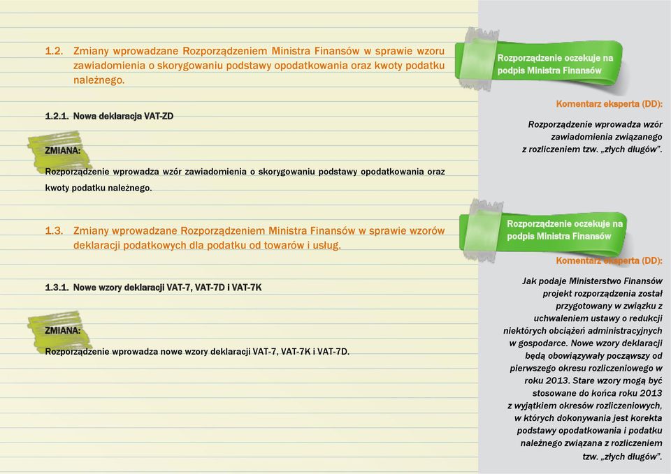 Zmiany wprowadzane Rozporządzeniem Ministra Finansów w sprawie wzorów deklaracji podatkowych dla podatku od towarów i usług. 1.