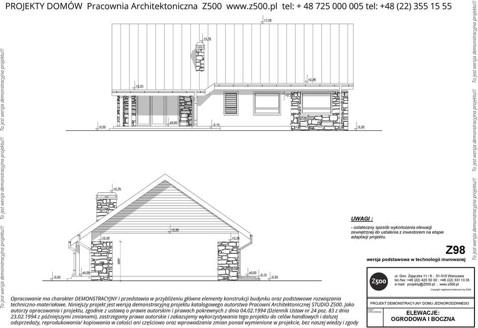 ustalenia z inwestorem na etapie adaptacji projektu.