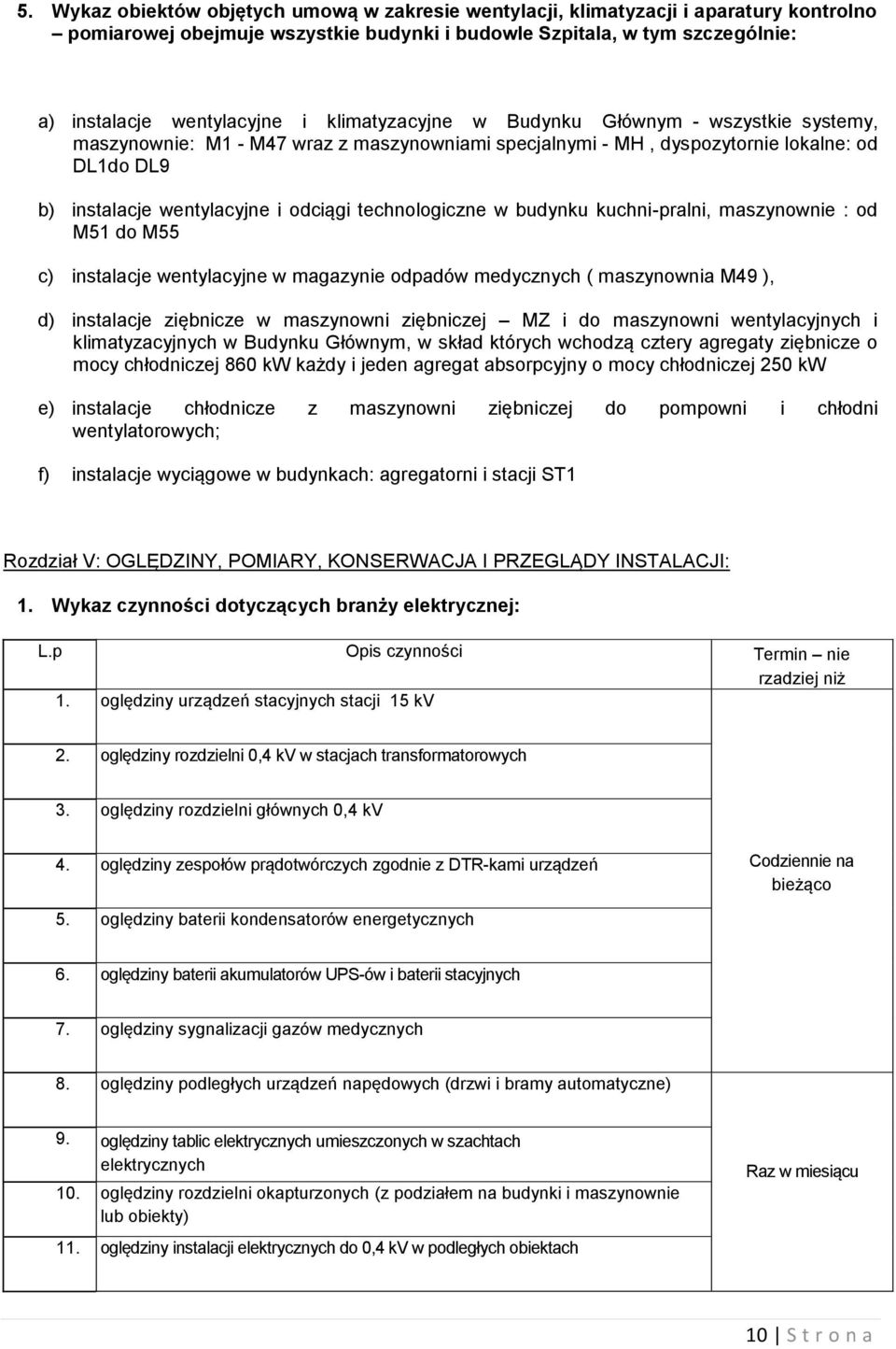 technologiczne w budynku kuchni-pralni, maszynownie : od M51 do M55 c) instalacje wentylacyjne w magazynie odpadów medycznych ( maszynownia M49 ), d) instalacje ziębnicze w maszynowni ziębniczej MZ i