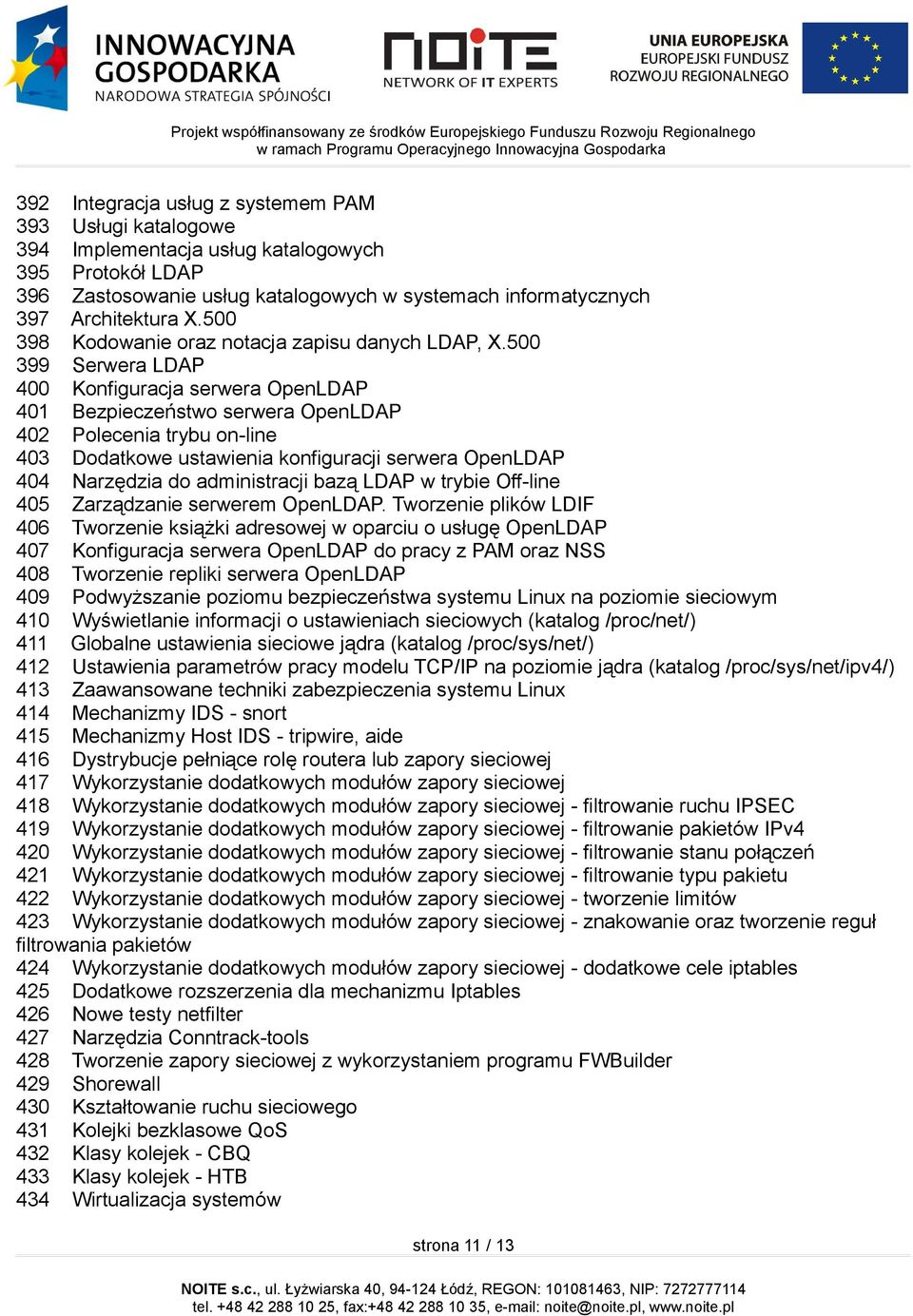 500 399 Serwera LDAP 400 Konfiguracja serwera OpenLDAP 401 Bezpieczeństwo serwera OpenLDAP 402 Polecenia trybu on-line 403 Dodatkowe ustawienia konfiguracji serwera OpenLDAP 404 Narzędzia do