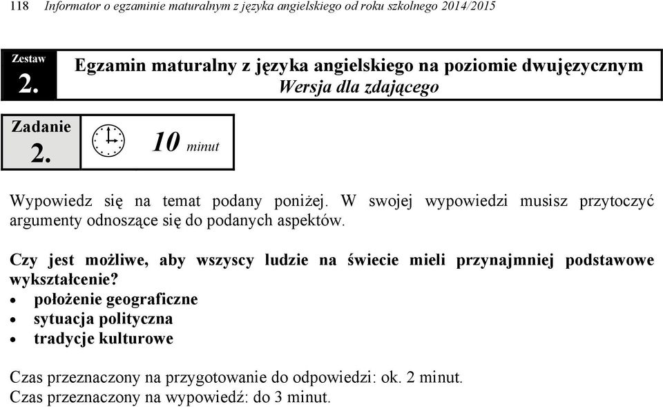W swojej wypowiedzi musisz przytoczyć argumenty odnoszące się do podanych aspektów.