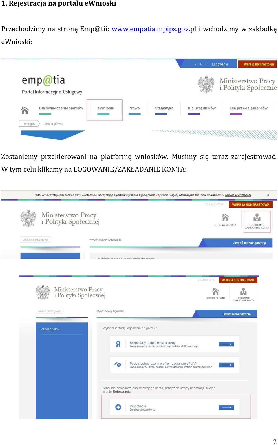 pl i wchodzimy w zakładkę ewnioski: Zostaniemy przekierowani na