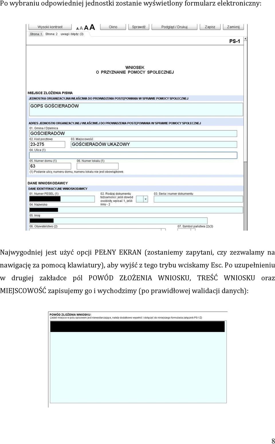 klawiatury), aby wyjść z tego trybu wciskamy Esc.