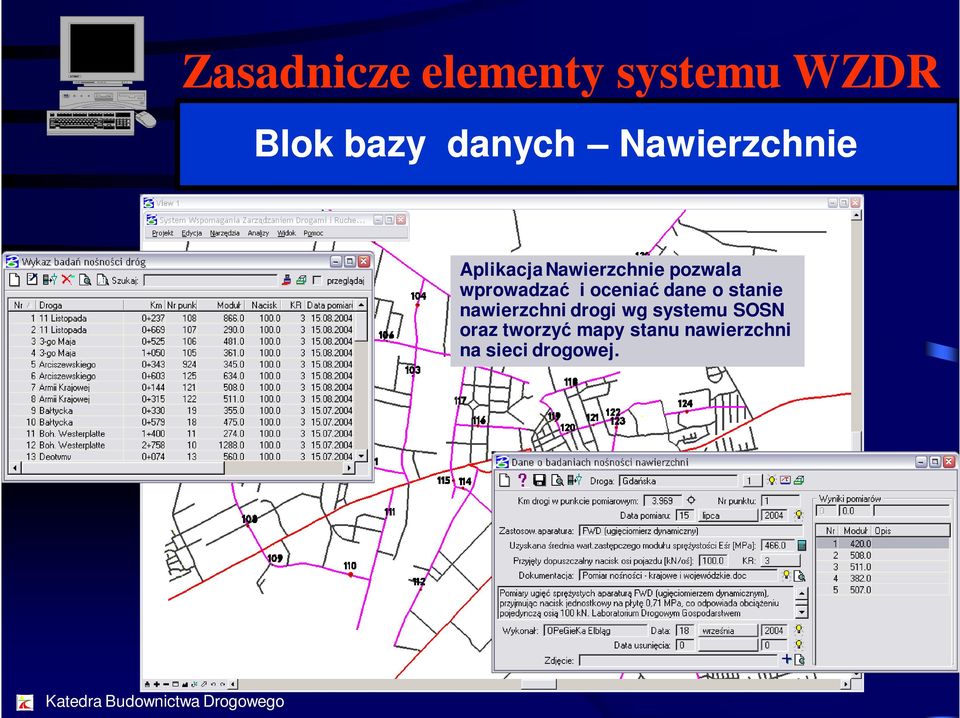 dane o stanie nawierzchni drogi wg systemu