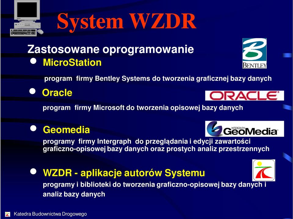 Intergraph do przeglądania i edycji zawartości graficzno-opisowej bazy danych oraz prostych analiz