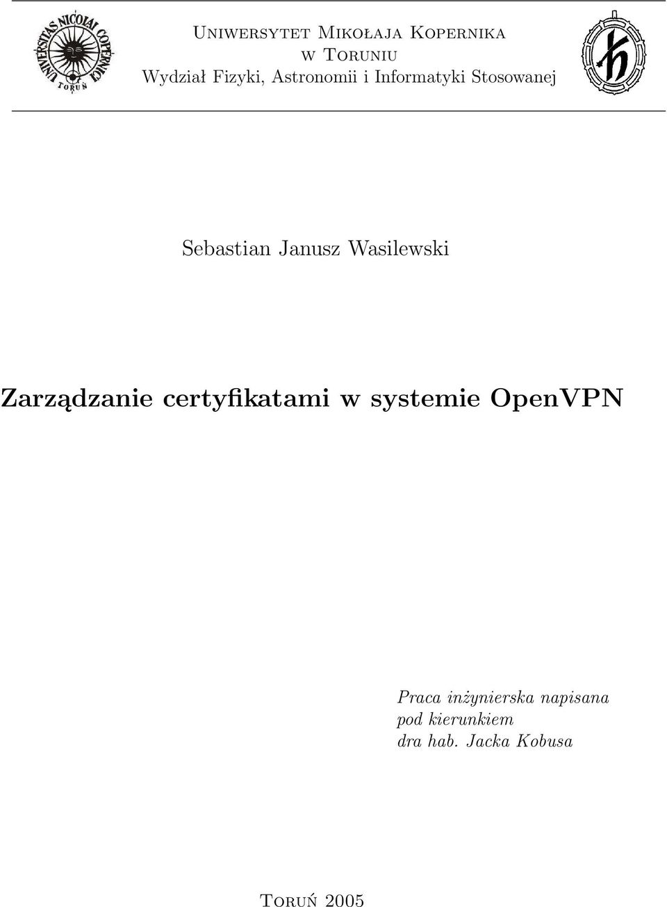 Wasilewski Zarządzanie certyfikatami w systemie OpenVPN