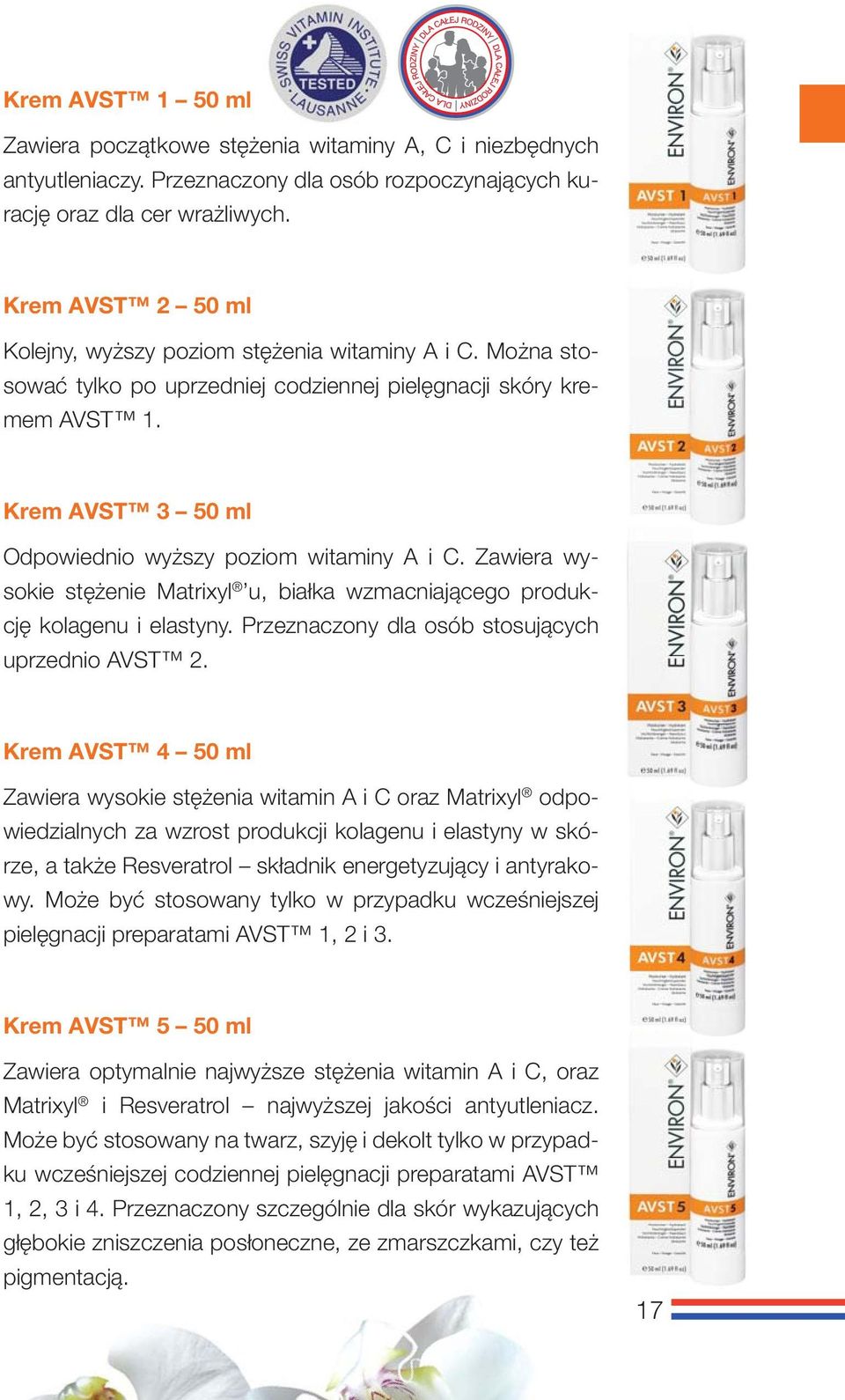 Krem AVST 3 50 ml Odpowiednio wyższy poziom witaminy A i C. Zawiera wysokie stężenie Matrixyl u, białka wzmacniającego produkcję kolagenu i elastyny.