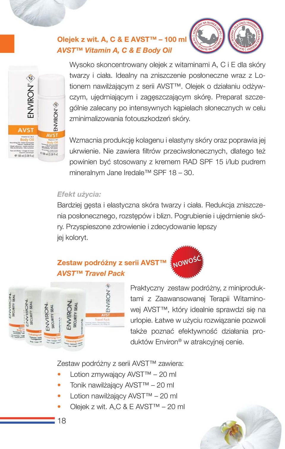Preparat szczególnie zalecany po intensywnych kąpielach słonecznych w celu zminimalizowania fotouszkodzeń skóry. Wzmacnia produkcję kolagenu i elastyny skóry oraz poprawia jej ukrwienie.