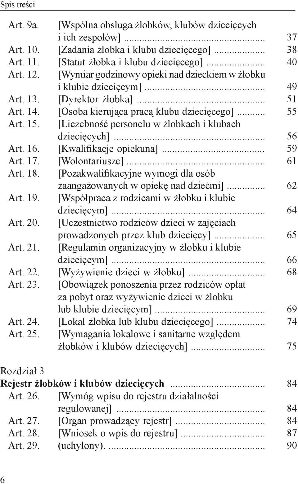 .. [Wymiar godzinowy opieki nad dzieckiem w żłobku i klubie dziecięcym]... [Dyrektor żłobka]... [Osoba kierująca pracą klubu dziecięcego]... [Liczebność personelu w żłobkach i klubach dziecięcych].