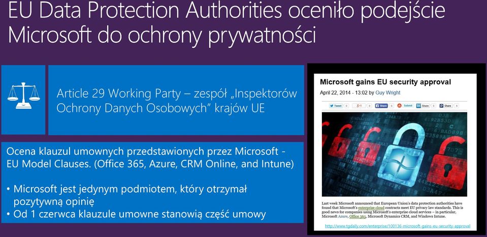(Office 365, Azure, CRM Online, and Intune) Microsoft jest jedynym podmiotem, który otrzymał
