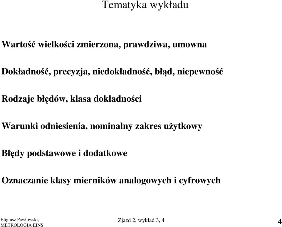 Warunki odniesienia, nominalny zakres użytkowy Błędy podstawowe i dodatkowe