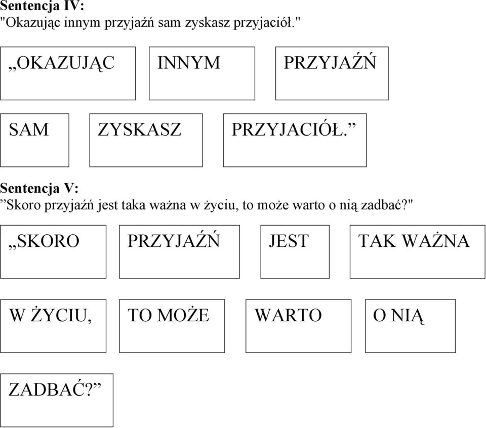 Sentencja V: Skoro przyjaźń jest taka ważna w życiu, to może warto