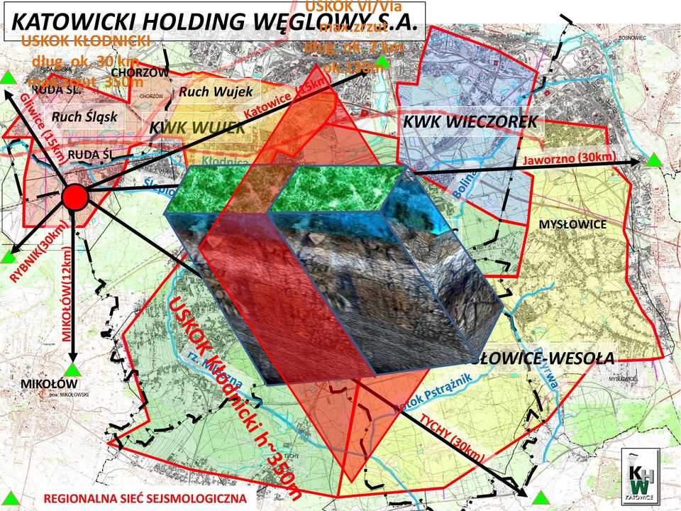 2 km ok.130m Ruch Wujek KWK WIECZOREK KWK WUJEK RUDA ŚL.