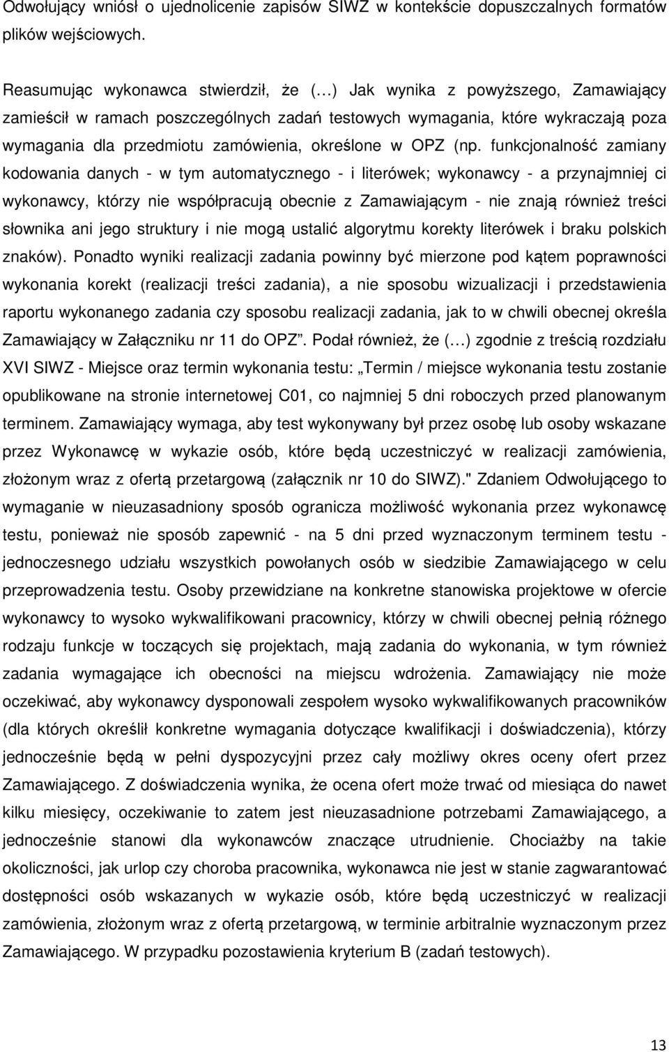 określone w OPZ (np.
