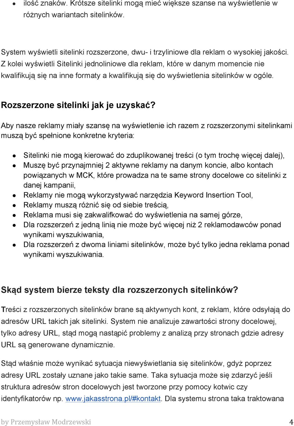 Rozszerzone sitelinki jak je uzyskać?