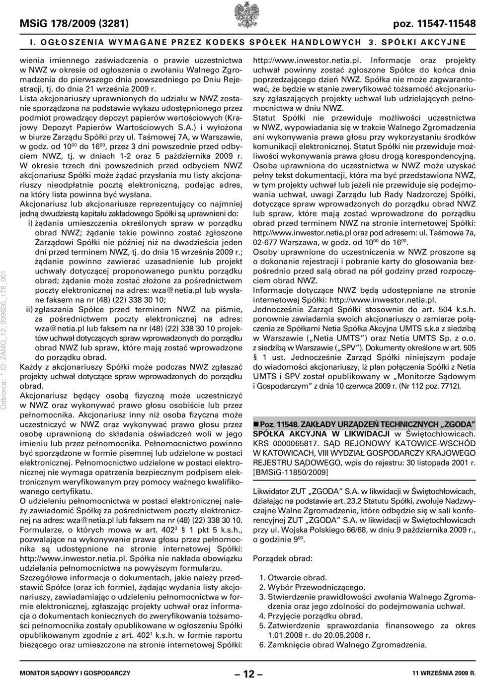 do dnia 21 września 2009 r.