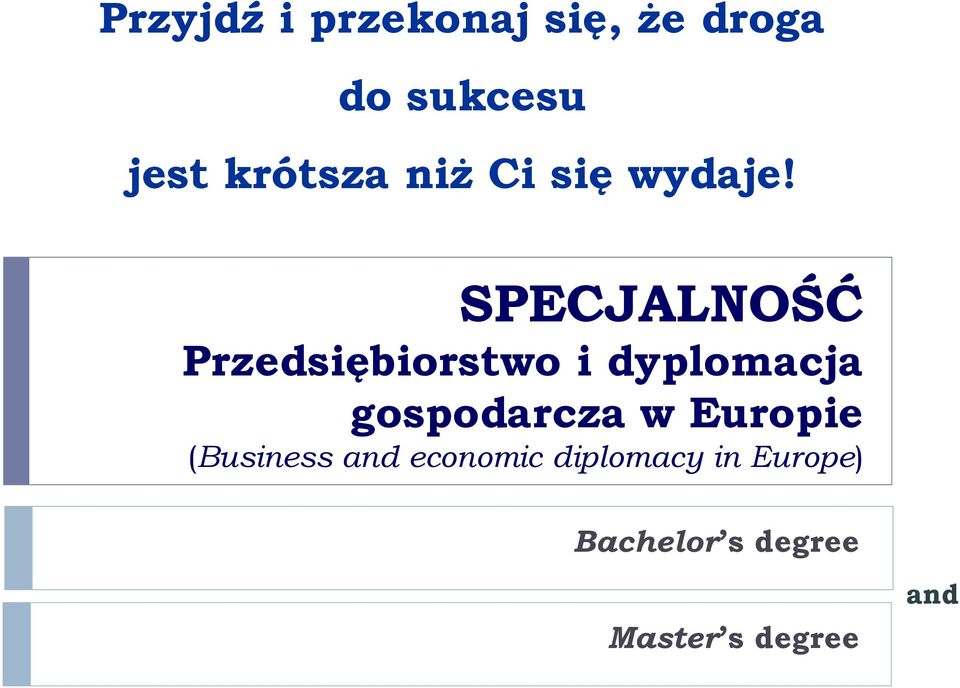 SPECJALNOŚĆ Przedsiębiorstwo i dyplomacja gospodarcza w