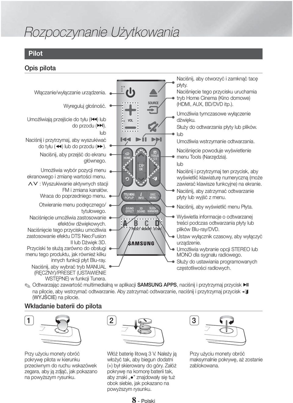 Wraca do poprzedniego menu. Otwieranie menu podręcznego/ tytułowego. Naciśnięcie umożliwia zastosowanie efektów dźwiękowych.