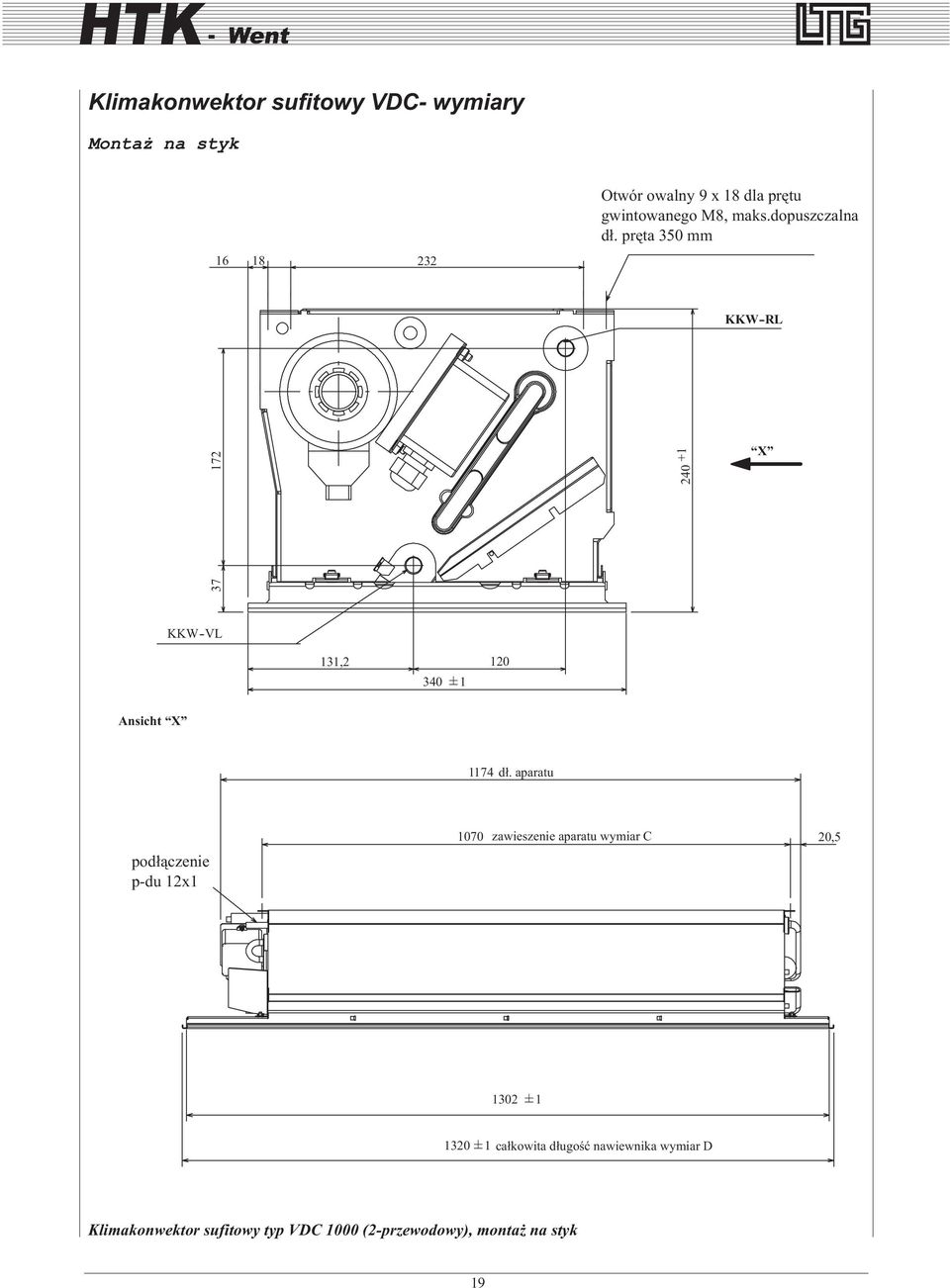 prêta 350 mm KKW -RL 172 X 37 240 +1 KKW -VL 131,2 340 ±1 120 Ansicht X 1174 d³.