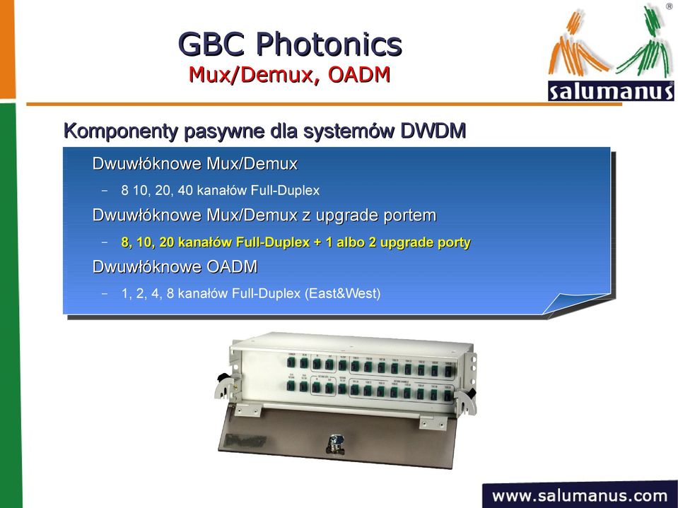 Mux/Demux z upgrade portem 8, 10, 20 kanałów Full-Duplex + 1 albo 2