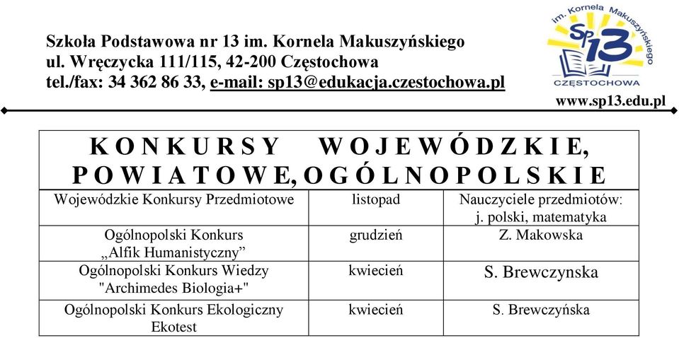 Alfik Humanistyczny Ogólnopolski Konkurs Wiedzy "Archimedes Biologia+" Ogólnopolski