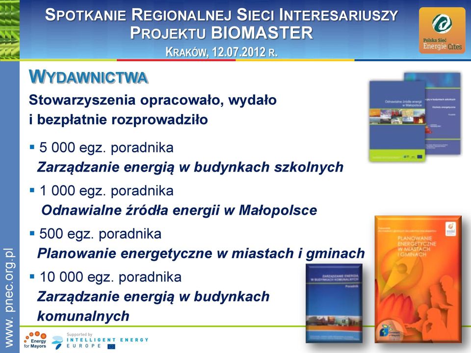 poradnika Odnawialne źródła energii w Małopolsce 500 egz.